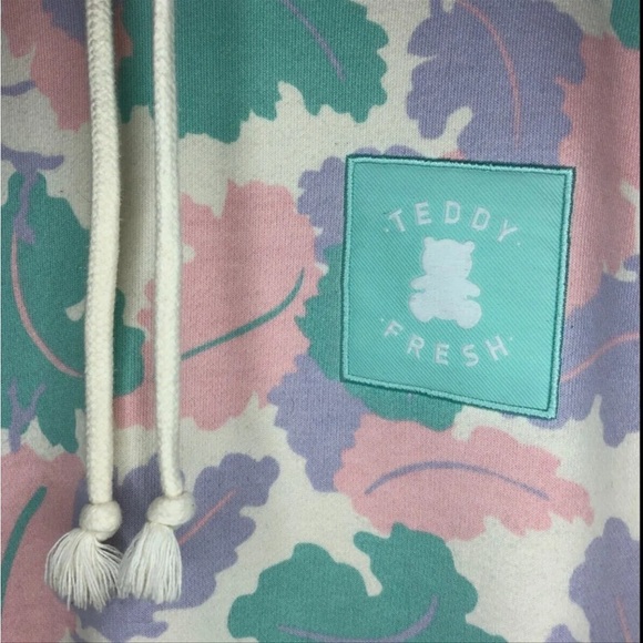 Teddy Fresh 1.0 SOLD OUT/RARE Size M Pastel Muted Camo Leaves Hoodie 2019 - Picture 5 of 16